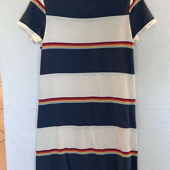 Junk Food Clothing T Shirt Dress Short Sleeve Wide Striped Blue White Size Small - Picture 5 of 8